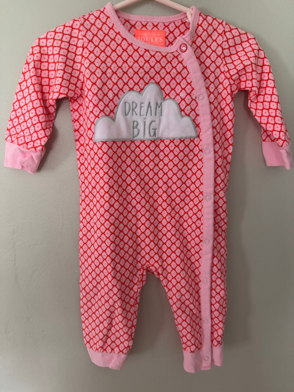 Joules Pink and Coral Geometric Baby Romper